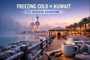 Freezing cold hits Kuwait at 4°C! Discover the best places to visit, cozy cafés, outdoor spots, and weekend activities to enjoy this rare winter weather in Kuwait.